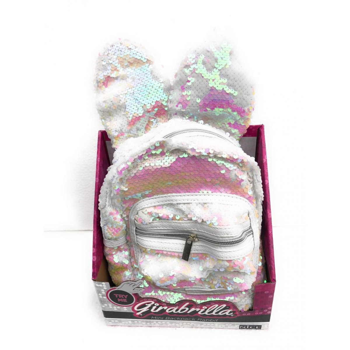 Girabrilla Mini backpack Rabbit Zaino con orecchie colore Bianco con  effetto rosa come si vede da