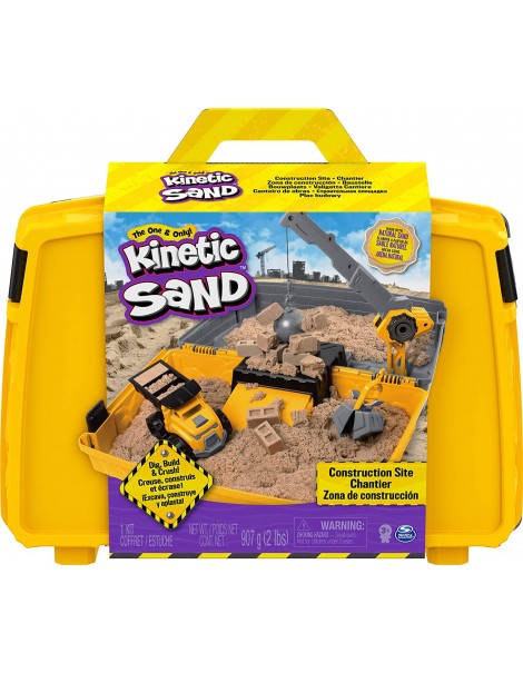 Kinetic Sand Valigetta Cantiere con Veicolo e 907 g di Sabbia,  Spin Master 6055877 