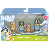 Bluey Family Pack, Set 4 Personaggi Articolati, Bingo, Bluey, Mamma Chilli e Papà Bandit, Giochi Preziosi BLY01000