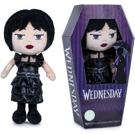 Peluche Mercoledi WEDNESDAY Addams in confezione Box a forma di bara - Altezza 30 cm circa, Famosa WEN04000