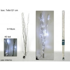 luci di natale a led ramo fascina bianco 4 rami - led luce fredda 40 led filo argento 132575 x uso interno alimentato a corrente con trasformatore compreso 