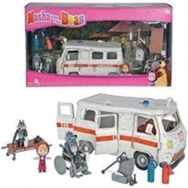 Masha e Orso Playset Ambulanza con Personaggi ed Accessori, Simba 109309863