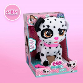 CRY BABIES Spot Il Cucciolo di Dalmata, Adorabile cane di peluche interattivo che cammina e piange, Imc Toys 86425