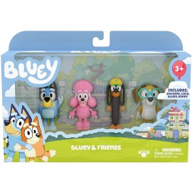 Bluey and Friends confezione 4 personaggi: Bluey, Coco, Snickers and Honey, Giochi Preziosi BLY01000