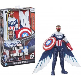 Avengers Titan Hero Capitan America, action figure The Falcon and the Winter Soldier da 30 cm, include ali, Hasbro F2075
