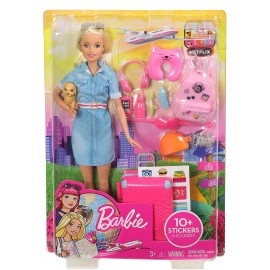 Barbie Travel, Bambola Barbie in viaggio con Cucciolo, FWV25 Mattel