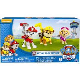 PAW PATROL- Action Pup 3pk Online Exclusive 1 (Marshall, Rubble, Skye) Set 3 Cuccioli Pack,