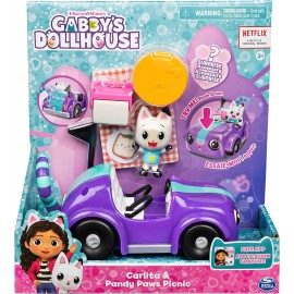 Gabby's Dollhouse, Auto Carlita con Personaggio Pandy Panda  e 3 Accessori, 6062145 Spin Master