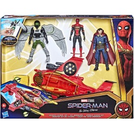 Marvel Spider-Man, Spider Escape Jet, Spider-Man, Doctor Strange e il personaggio Marvel L'Avvoltoio in scala da 15 cm, 4 missili, dai 4 anni in su 