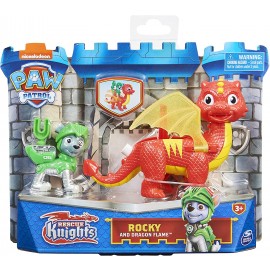 Paw Patrol, Set di Action Figure di Rescue Knights Rocky And Dragon Flame, Spin Master  6063149