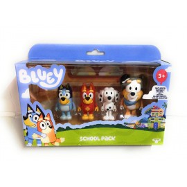 Bluey School Pack, confezione 4 personaggi: Bluey, Rusty, Chloe e Calypso, Giochi Preziosi BLY09000