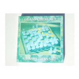 Gioco Scacchi con base in vetro  - glass chess set - 25x 25 cm circa 