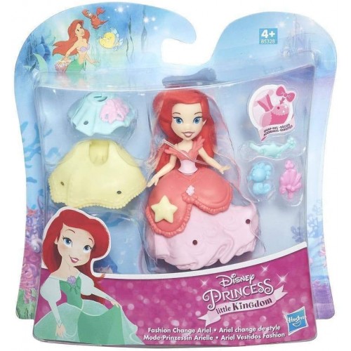 Disney Princess Little Kingdom – Ariel Mini Bambola 9 cm circa, Hasbro B5328-B5327