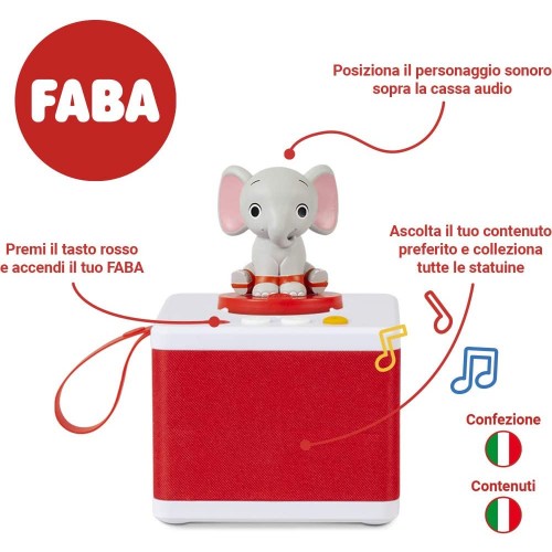 FABA - Raccontastorie - Cantastorie per Bambini, Cassa Audio con Personaggio Sonoro Ele l'Elefante, Gioco Educativo 