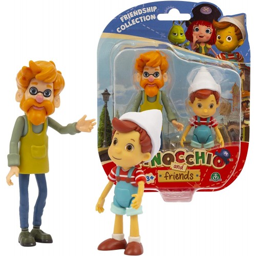 Pinocchio - Blister Con Doppio Personaggio di Pinocchio 9 Cm e Geppetto 11 Cm, PNH02000 Giochi Preziosi 