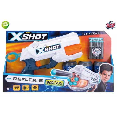 X-Shot Reflex 6 - Spara Dardi, Colore Bianco/Blu/Arancione di Zuru