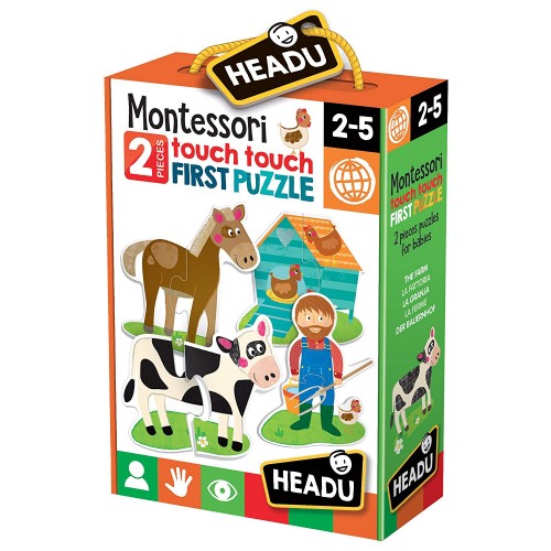 headu it20874 - montessori Touch First Puzzle, Set per bambini montessori, conoscenza del Mondo, (1) 