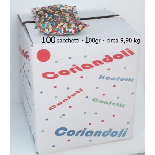 Coriandoli in sacchetto da 100 gr offerta scatola 100 pz come foto. konfetti - confetti - kontettis - confeti - coriandoli totale circa 9,90 kg - 10 kg