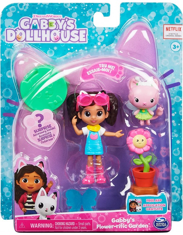 Gabby's Dollhouse, Mini set Gabby's Flower-rific Garden,Gabby e Gattina Fatina, Spin Master 6060476