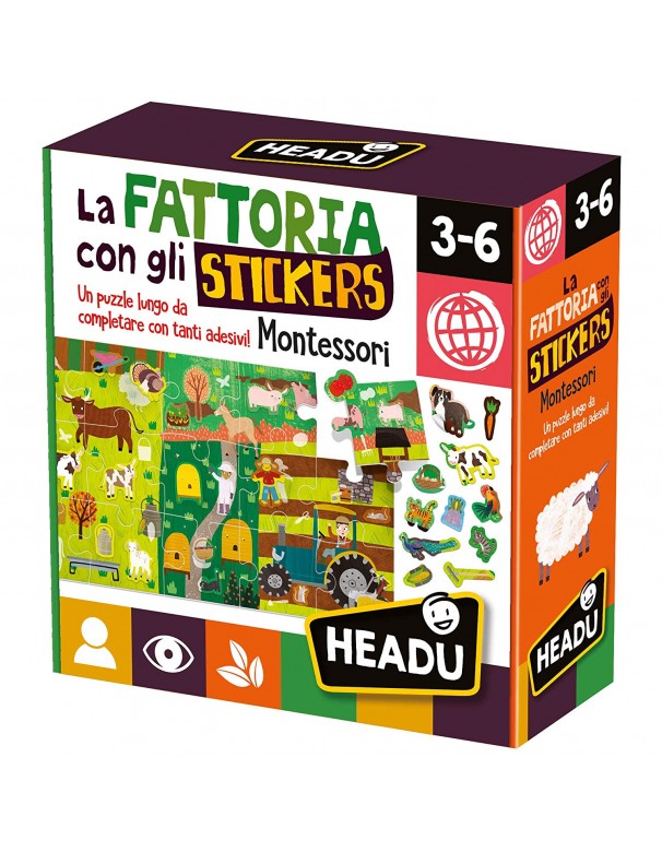 La Fattoria con Gli Stickers Montessori, Headu IT23318