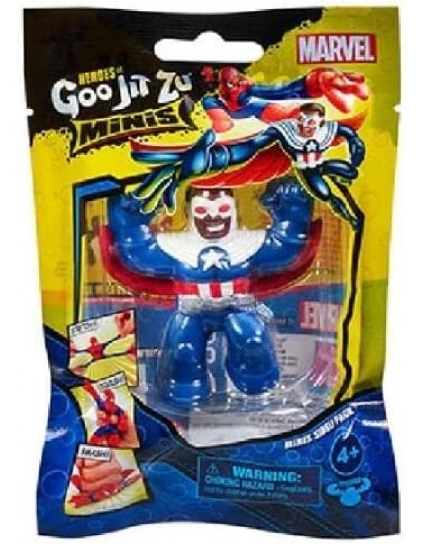 Heroes of Goo Jit Zu Mini Marvel Capitan America7 cm, Grandi Giochi GJM00100