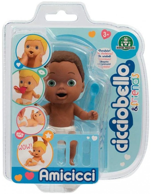 Cicciobello Amicicci, Cicciojean Tenero Bebè Afro, Mini Personaggio Morbidoso con Accessorio, Giochi Preziosi CC002900 