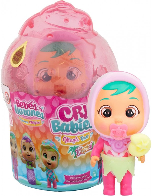Cry Babies Magic Tears Tropical Shiny Shells Shelly, Piange Lacrime Schiumose, IMC Toys 910256