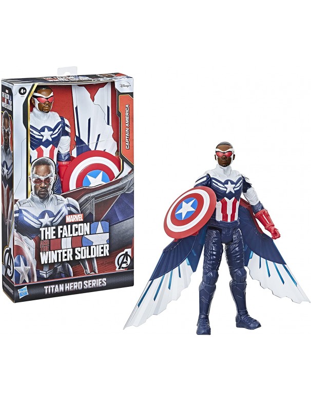 Avengers Titan Hero Capitan America, action figure The Falcon and the Winter Soldier da 30 cm, include ali, Hasbro F2075