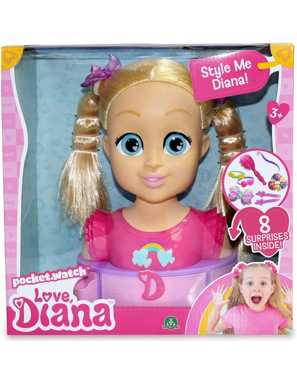 Love Diana - Styling Head, Bambola per Creare Acconciature, con Accessori per Diana e la bambina, Giochi Preziosi LVE089000 