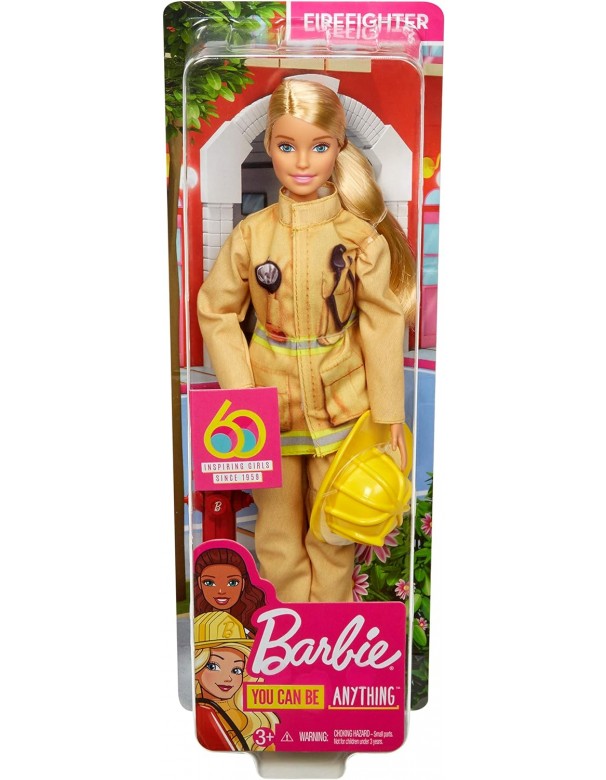 Barbie Carriere Pompiere con Elmetto 60°Anniversario, Mattel GFX23-GFX29