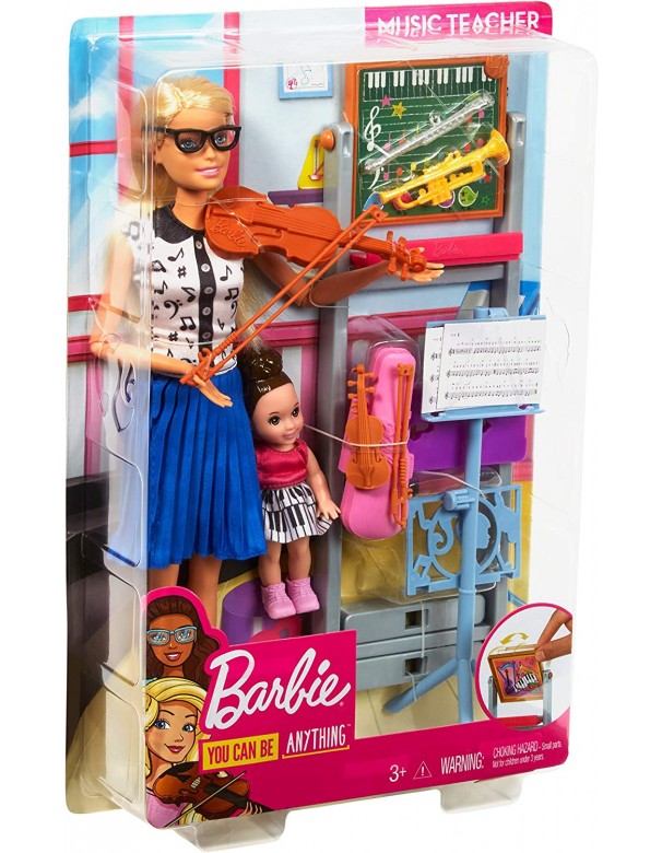 Barbie - Carriere Insegnante di Musica Playset, Lavagna, 4 Strumenti Musicali e Accessori, FXP18  Mattel 