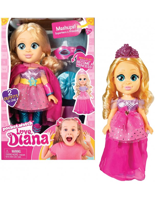 Love Diana - Bambola con Vestito Trasformabile da Principessa in Eroina, Giochi Preziosi LVE07000 