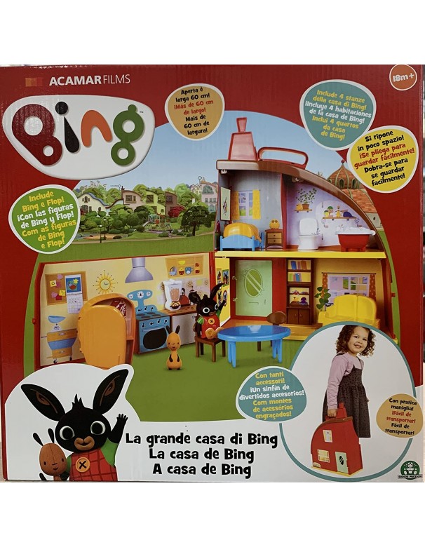 Bing Playset La Grande Casa di Bing con 2 Personaggi, con 3 stanze e tanti accessori per arredarle, Giochi Preziosi BNG36100