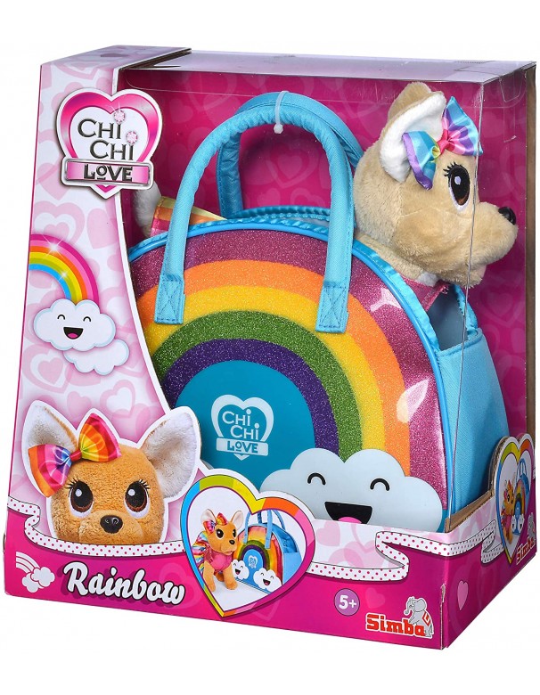 Chi Chi Love Rainbow Peluche Fashion con borsetta Arcobaleno, Simba 105893438 