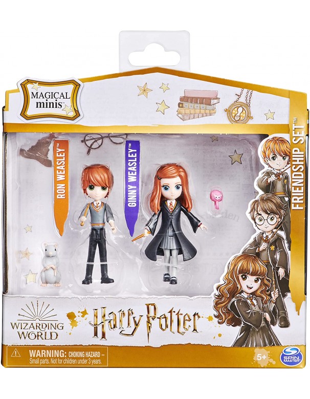 Harry Potter Set Amicizia Ron e Ginny Weasley con mascotte, bambole articolate 7.5cm, Spin Master 6061834