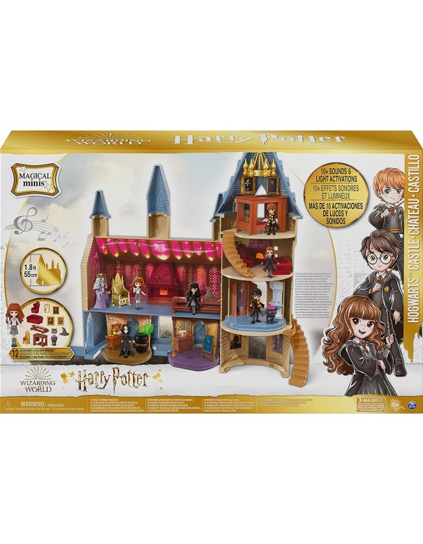 Harry Potter Castello di Hogwarts, con 12 accessori, luci, suoni e bambola Hermione esclusiva, Spin Master 6061842