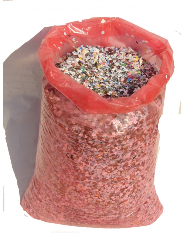 coriandoli in sacco da 10 kg economico , immagine con contenuto del sacco variabile