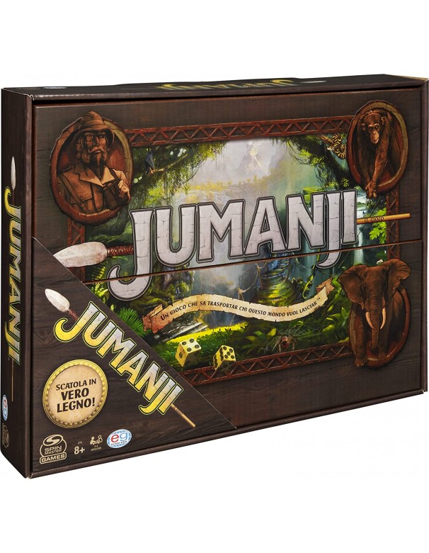 Jumanji, in vero legno massiccio, il classico gioco da tavolo, Spin Master 6062356 