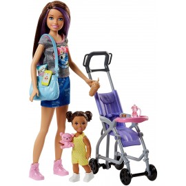 Barbie Babysitters  Playset con Bambola Skipper, Bebè e Passeggino di Mattel  FJB00