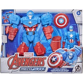 Marvel Avengers - Mech Strike Capitan America con Armatura 15CM Deluxe , F1669-F0262 Hasbro 