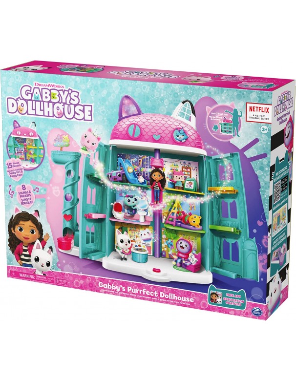 Gabby's Dollhouse, Playset casa delle bambole di Gabby, set con luci e suoni, Spin Master 6060414