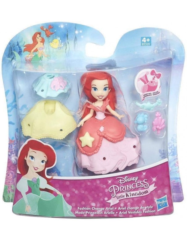 Disney Princess Little Kingdom – Ariel Mini Bambola 9 cm circa, Hasbro B5328-B5327