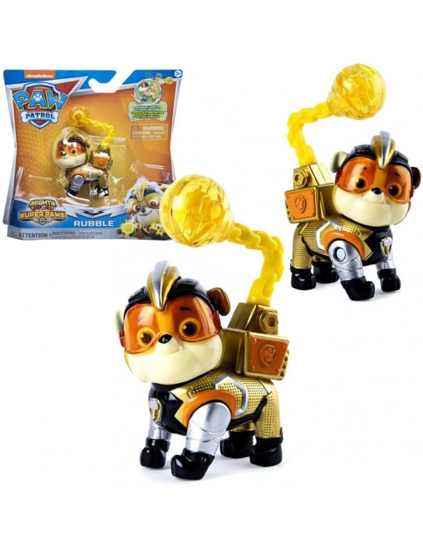 PAW PATROL Mighty Pups Super Paws Rubble di Spin Master 6052293