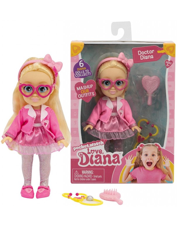 Love Diana - Bambola vestito Dottoressa  15 cm, Giochi Preziosi LVE06000 